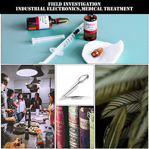 3 Pieces Magnifying Tweezers, Splinter Tweezers Forceps with Magnifying Glass 5X Handheld Magnifier Tweezers Portable Repairing Loupe Tool for Scientific Jewelry Inspection Stamps Ingrown Hair Removal