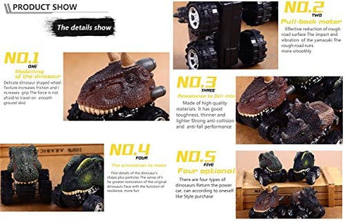 Dinosaur Toys for 3 Year Old Boys, 4-Pack Dinosaurs Car Toys for 2 3 4 5 6 7 Year Old Boys Girls, Stocking Stuffers for Kids, Easter Basket Stuffers, Pull Back Vehicles, Christmas Birthday Gifts