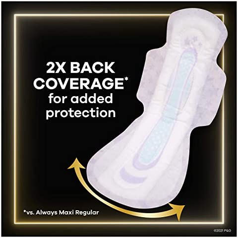 Always ZZZ Overnight Pads for Women Size 6 Unscented with Wings, Always' Widest Coverage for Worry-Free Nights, 10 Count