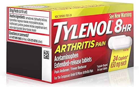 Tylenol 8 Hour Arthritis Pain Relief - Acetominophen Extended-Release Tablets, Pain Reliever / Fever Reducer, 24 Caplets, 650 milligrams each (2-Pack)