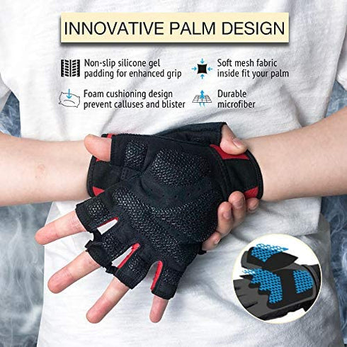 ATERCEL Workout Gloves for Men and Women, Exercise Gloves for Weight Lifting, Cycling, Gym, Training, Breathable and Snug fit