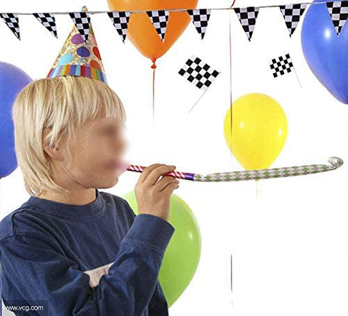 OOTSR 32ft Checkered Black and White Pennant Banner Racing Flags, and 30pcs Checkered Flags with Plastic Stick (8x5.5 Inch)