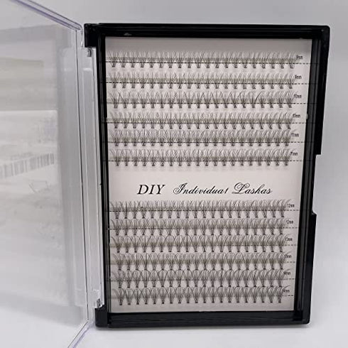 240pcs-10D Individual Lashes Natural Cluster Lashes 9-14mm Mixed Pack /10 Roots/ C Curl /0.1mm Thickness / Faux Mink Diy individual cluster Eyelash Extensions (MIX-9-14mm, 10D single lashes)