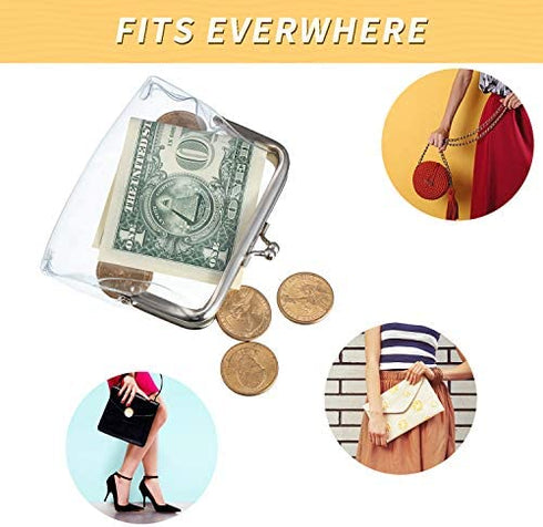 Weewooday 3 Pieces Clear Coin Purse Transparent Change Purse for Women, PVC Kiss-Lock Clear Coin Wallet for Carrying Your Change