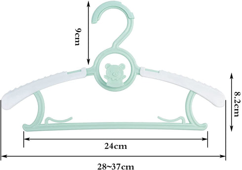 30 Pack Kids Hangers,Childrens Durable Plastic Infant Hangers for Kids Clothes,Non-Slip Baby Clothes Hangers,Extensible Toddler Hangers for Laundry and Closet (Green)
