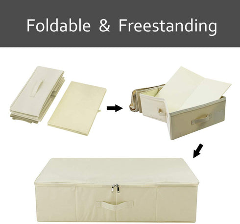 iwill CREATE PRO Underbed Storage Cube with Lid, Underbed Shoe Organizer Basket, Garment Storage Boxes, Beige