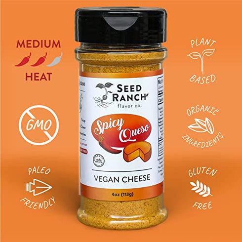 Seed Ranch - Spicy Queso Seasoning - Organic, Vegan, Nut Free, Dairy Free, Gluten Free, Whole 30, Low Carb, Paleo, Keto