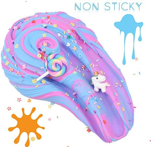 2 Pack Butter Slime Pink Purple Colors Blue Candy Slime with Slices, Birthday Gift Cotton Mud Premade Slime Kit Scented DIY Sludge Toys Gift for Girl Boy, 2 Pack(100ML Each *2)