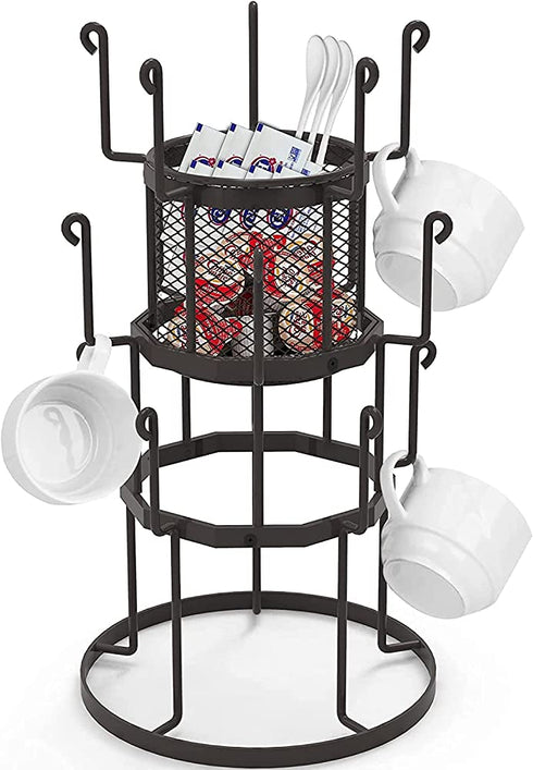 Coffee Mug Holder, Auledio 3 Tier Mug Tree Stand for Counter, Metal Tea Cup Rack Holder Tabletop Mug display Rack, Holds 15 Mugs, Bronze