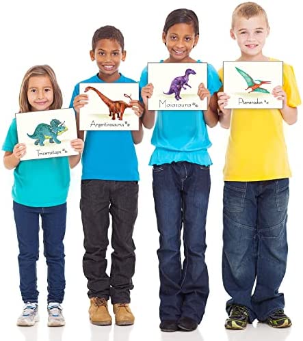 Outus 9 Pieces Dinosaur Wall Art Prints Dinosaurs Poster Wall Decals with Unframed Pictures Dinosaur Birthday Gift for Nursery and Kids Room Decorations