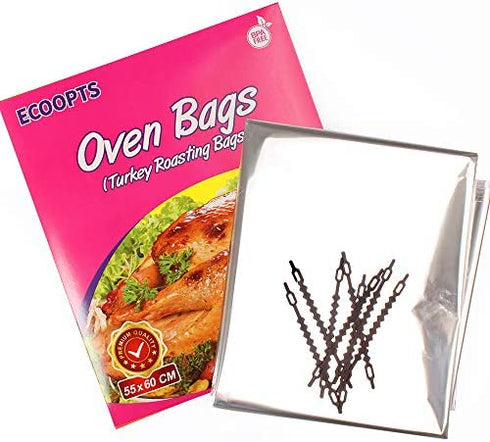 ECOOPTS Turkey Oven Bags Large Size Oven Cooking Roasting Bags for Chicken Meat Ham Seafood Vegetable - 10 Bags (21.6 x 23.6 IN) (1 Pack Large Size)