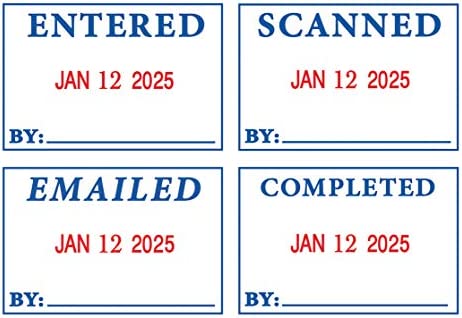 2000 PLUS 4-in-1 Self-Inking E-Message Date Stamp, 1-7/8" x 3/16" Impression, Blue and Red Ink (011098)