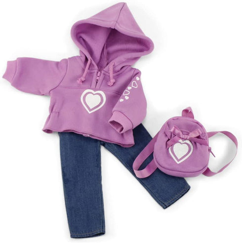 Emily Rose 18 Inch Doll Clothes Clothing Accessory - 3 Piece Heart Hoody 18" Doll Gift Set for Kids Play - Outfit Accessories | Fits Most 18" Dolls