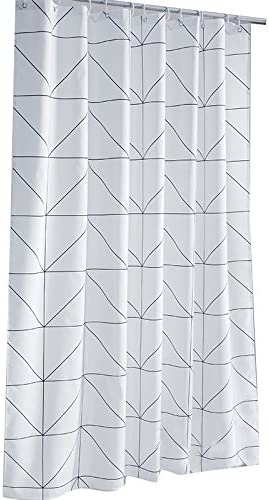 Ufaitheart Small Shower Curtain 36 x 72 Shower Curtains Fabric Waterproof Bathroom Bath Curtain Geometric, Heavy Duty, Black&White