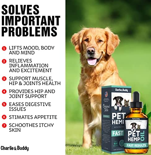 Charlie & Buddy H?mp Oil Dogs Cats - Helps Pets with ?nxiety, P?in, Str?ss, Sl??p, ?rthritis, S?izures R?lief - ?ip J?int H?alth - 100 Natural Pure Drops, Organic C?lming Tr?ats