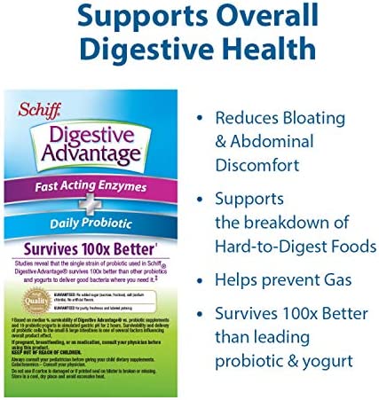 Fast Acting Enzymes Plus Daily Probiotic Capsules, Digestive Advantage (32 Count In A Box) - Helps Support Breakdown Of Hard To Digest Foods & Helps Prevent Gas*, Supports Digestive & Immune Health*