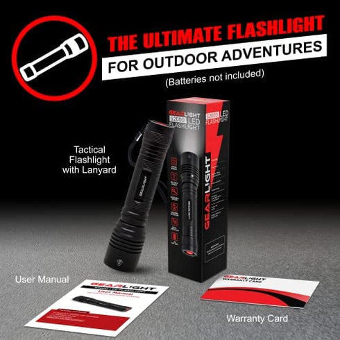 GearLight S2000 LED Flashlight - Super Bright, Powerful, Mid-Size Tactical Flashlights with High Lumens for Outdoor Activity & Emergency Use