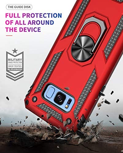Military Grade Drop Impact for Samsung Galaxy S8 Case 5.8 inch 360 Metal Rotating Ring Kickstand Holder Built-in Magnetic Car Mount Armor Shockproof Case for Samsung Galaxy S8 Protection (Rose Gold)