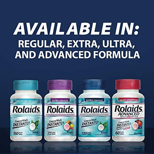 Rolaids Extra Strength Antacid Chewable Tablets, 120 Tablets, Mint Flavor, Extra Strength Heartburn Relief