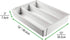mDesign Adjustable, Expandable 4 Compartment Kitchen Cabinet Drawer Organizer - Divided Sections for Cutlery, Serving Spoons, Cooking Utensils, Gadgets - BPA Free, Food Safe - Light Gray