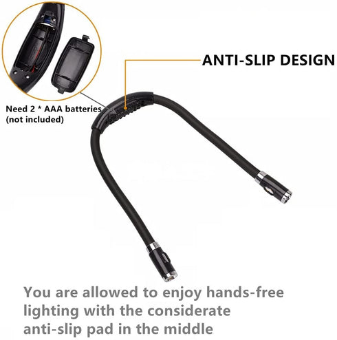 LED Book Light Reading Light Neck Hug Light Knitting Lamp with 4 LED Hands Free 3 Adjustable Brightness Flexible Portable for Craft Reading Walking