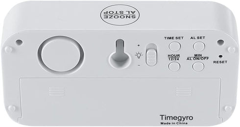 Timegyro Digital Alarm Clock, Battery Operated Desk Clock with 1.2" Large Display for Bedroom, Heavy Sleepers(White)