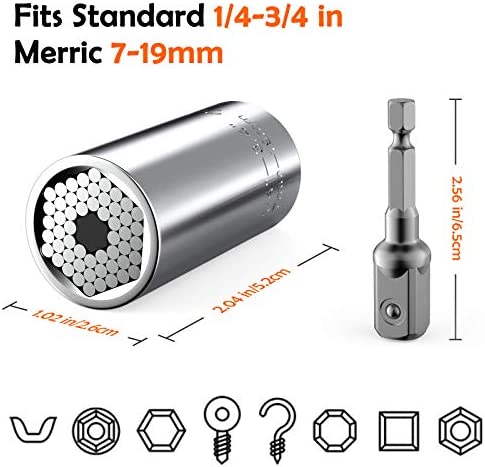 Gifts for Dad from Daughter Son, Dad Christmas Birthday Gifts Stocking Stuffers?, Universal Socket 'Best Dad Ever', Cool Gadgets for Men Super Grip Socket Set with Power Drill Adapter, 2PC Set