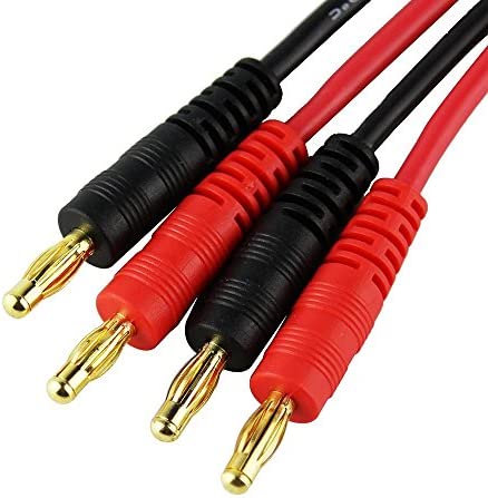 FLY RC 2pcs RC Lipo Battery Charge Cable with 4.0mm Gold Plated Banana Plug 14AWG Silicone Wire for Traxxas Charger Lead Lipo Battery