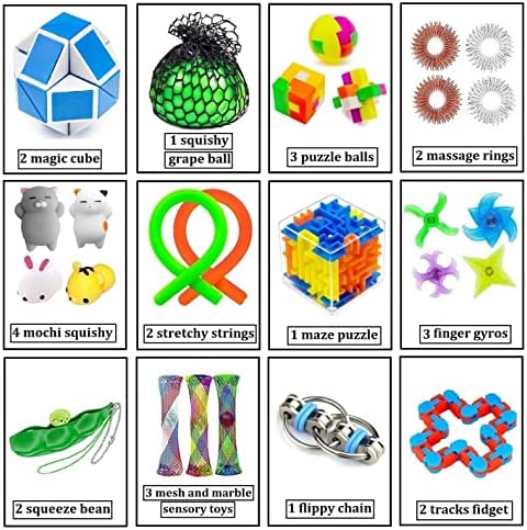 26 Pcs Sensory Fidget Toys Set for Kids Adults,Carnival,Birthday Party Favors,Pinata Stuffers,Goodie Bag Fillers,Classroom Rewards,Treasure Box Toys Prizes,Easter Basket Stuffers Gifts Egg Filler