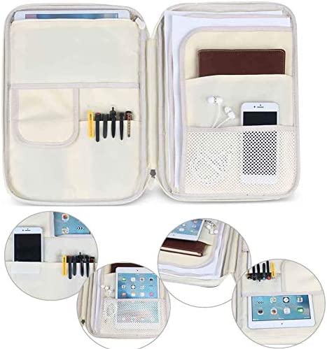 JAKAGO Multi-Functional Portfolio Travel File Organizer Business Waterproof A4 Document Bag Zippered Case Pouch for Notebook, Ipad, Journals, Sketchbooks Carrying Case (Black)