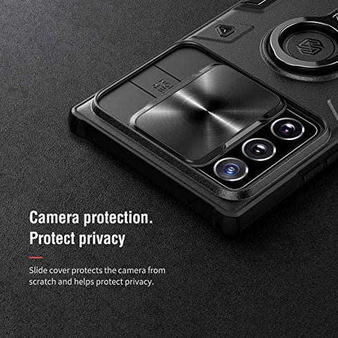 Samsung Galaxy Note 20 Ultra 5G Case with Ring Kickstand and Camera Lens Cover, CamShield Armor Shockproof PC & TPU Bumper Hybrid Protective Cover (Black,Note 20 Ultra/Note 20 Ultra 5G)