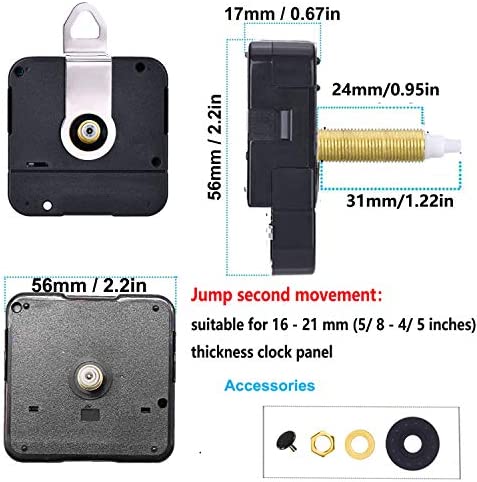 3 Pair Hands Quartz Motor Wall Clock Movements Mechanism Battery Operated DIY Repair Parts Replacement, 4/5 Inch Maximum Dial Thickness, 1-1/5 Inch Total Shaft Length
