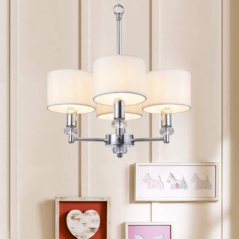 Wellmet Small Lamp Shade,ONLY for Candle Bulbs,Clip-on Drum Lamp Shades,Set of 6, 5.5"x 5.5"x5",Cream White