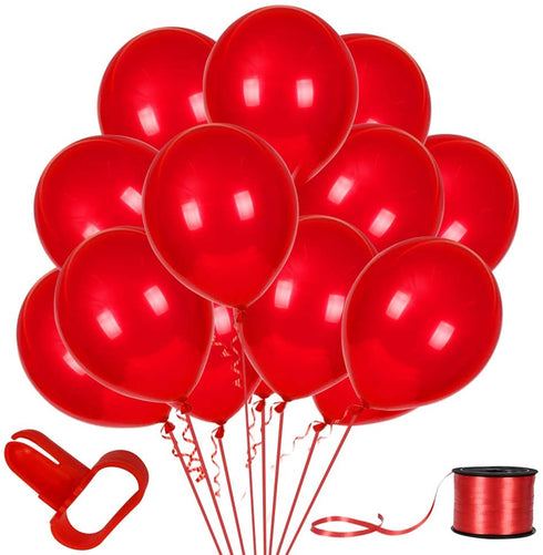 100Pack Red Balloons, 12inch Red Latex Balloons Premium Helium Quality Red Balloons for Party Supplies and Decorations(With Red Ribbon)€¦