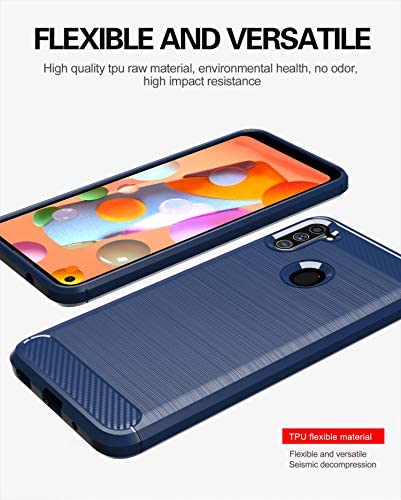 Galaxy A11 case,Samsung A11 case,with HD Screen Protector,MAIKEZI Soft TPU Slim Fashion Non-Slip Protective Phone Case Cover for Samsung Galaxy A11(Navy Brushed TPU)