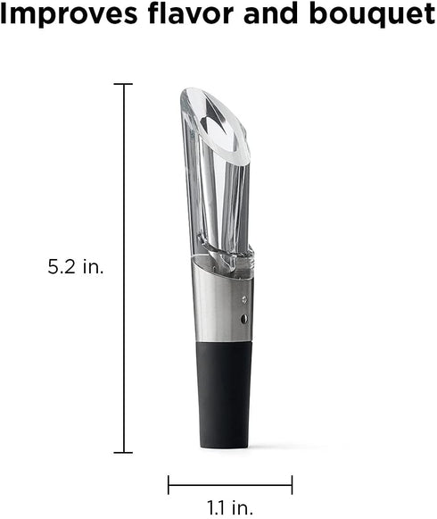 Rabbit Wine Aerator and Pourer, 1.1 x 1.1 x 5.2 inches, Clear/Stainless Steel