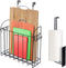 WIFTREY Over The Cabinet Door Organizer Holder and Paper Towel Holder Wall Mount Set for Kitchen Bathroom Pantry, Big Storage Rack for Cutting Boards, Black