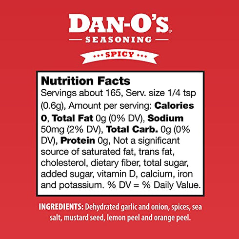 Dan-O's Spicy Seasoning | All Natural | Sugar Free | Keto | All Purpose Seasonings | Vegetable Seasoning | Meat Seasoning | Low Sodium Seasoning | Cooking Spices |1 Pack (3.5 Ounce)