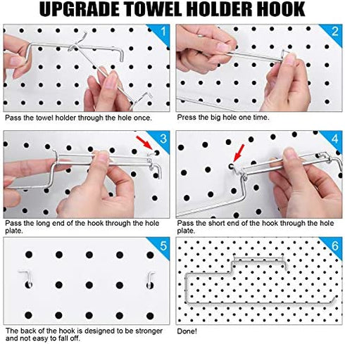 2 Pack Pegboard Paper Towel Holder, Stainless Steel Pegboard Hooks, Pegboard Organization Accessory Hook for Workshop, Garage, Kitchen, Laundry Room, Bathroom (Black)