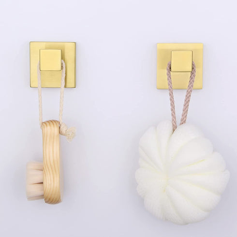 Bathroom Towel Hook 2 PCS, Angle Simple SUS304 Stainless Steel Shower Towel Holder, Coat Bathrobe Hanger, Square Robe Hook, Wall Mount, Brushed Gold