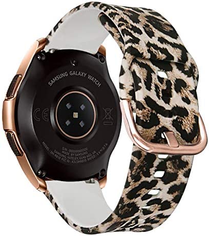 VIGOSS Strap Compatible with Galaxy Watch 5 40mm /44mm /Pro 45mm/ 4 bands /42mm bands/Active 2 40mm/44mm Band 20mm Soft Silicone Replacement for Samsung Galaxy Watch 42mm/Active/Active 2 40mm/44mm Leopard Print