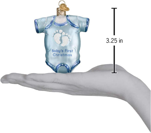 Old World Christmas Ornaments: Baby Collection Glass Blown Ornaments for Christmas Tree, Blue Onesie