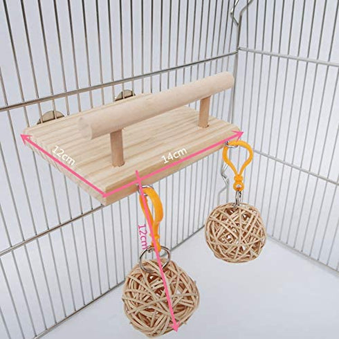Bird Perches Cage Toys, Bird Wooden Play Gyms Stands with Acrylic Wood Swing, Rattan Ball, Ferris Wheel, Bird Perch Chewing Toys for Green Cheeks, Baby Lovebird, Chinchilla, Hamster