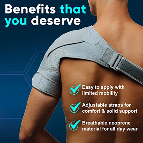 ZENKEYZ Copper Compression Recovery Shoulder Brace For Men & Women, Shoulder Immobilizer for Torn Rotator Cuff, Tendonitis, Dislocation, Pain, Shoulder Sleeve Support (Black, Small/Medium)