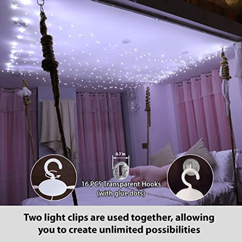 HXWEIYE 300LED Fairy Curtain Light (Upgrade Two Kinds of Light Clips) with Remote 8 Modes Times?USB Plug-in Christmas Fairy Hanging String Light for Bedroom, Parties, Walls, Windows ?9.8x9.8Ft, White?