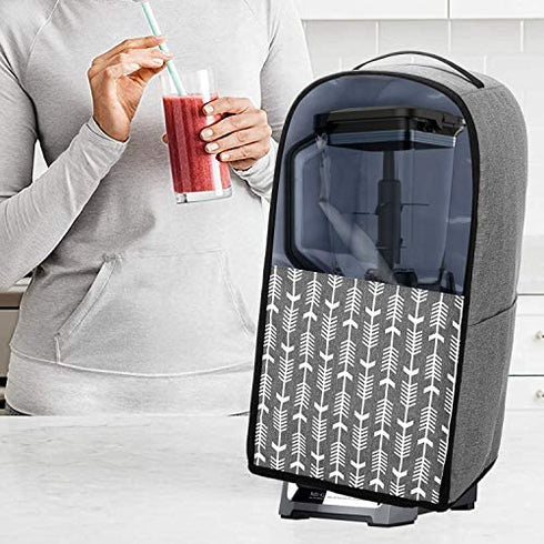 Yarwo Visible Blender Dust Cover Compatible with Ninja Foodi Blender, Small Appliance Cover with Pockets and Top Handle, Gray with Arrow (Cover Only, Patent Pending)