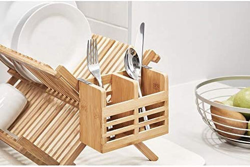 iDesign Formbu Bamboo Silverware Caddy Utensil Holder for Kitchen Countertops, Cabinets, Dining Table, Patio, 6.5" x 2.36" x 5.12", Beige