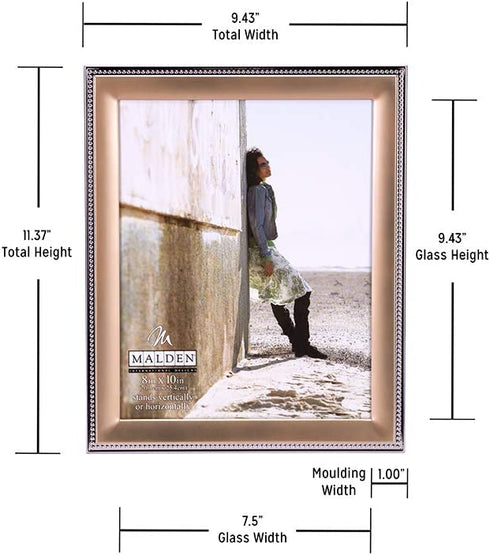 Malden International Designs Classic Gold Metal With Silver Beads 2-Tone Picture Frame, 8x10, Gold