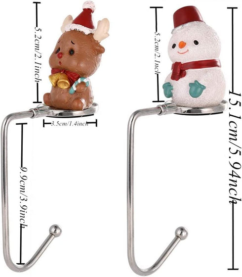 4 Pieces Animals Christmas Stocking Holders Set Mantel Hooks Hanger Xmas Safety Hang Grip Stockings Clip New Year Party Decor (4, Multi Hook)