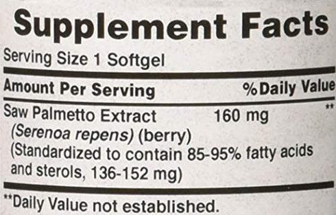 Puritans Pride Saw Palmetto Standardized Extract 160 mg Softgels, 60 Count(Pack of 1)